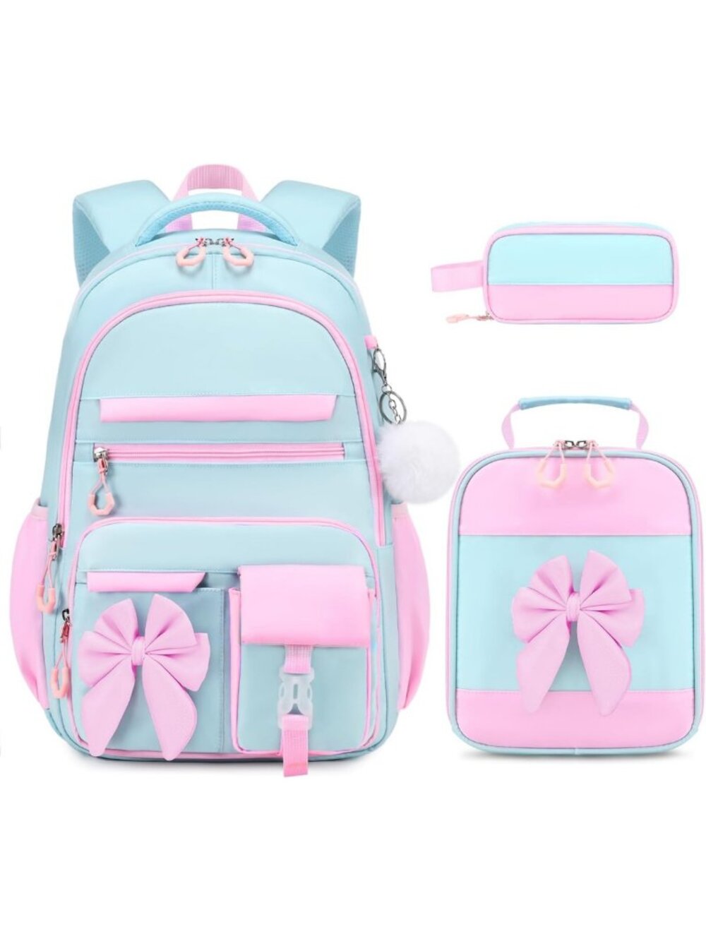 Cute Girls Backpack Set with Lunch Bag & Pencil Case - Stylish School Bag